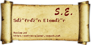 Sáfrán Elemér névjegykártya